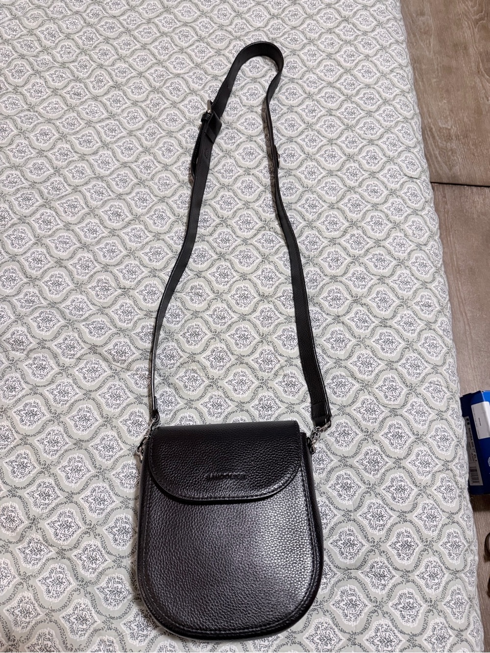 Bandolier Black Pebbled Leather Mini Crossbody Bag